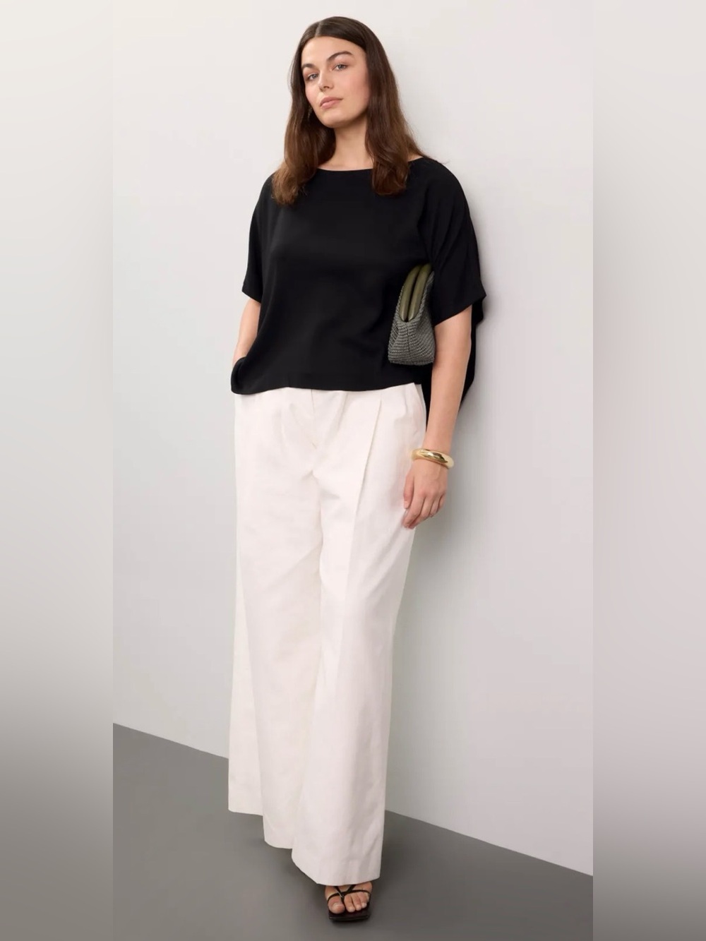 Natori Designer Stretch Crepe Top Classic Wide Dolman Blouse R16